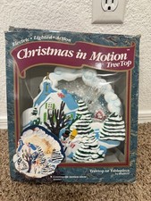 VTG Bradford Christmas In Motion Santa & Reindeer Tree or Table Top
