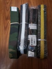 Lot of 4 Martial Arts Taekwondo Karate Belts Camo with stripe