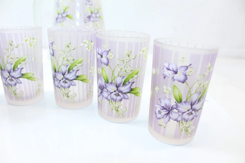 Винтажный Briliant лимонад новом Julep набор кувшин с 6 стаканов лаванды ирисы - Изображение 4 из 4