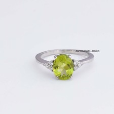 Natural Peridot , August Birthstone, Three Stone Ring, Peridot Ring, Gift Her