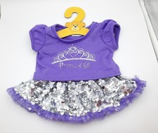 Build A Bear purple princess shirt silver sequin skirt outfit set