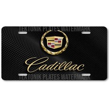 Cadillac Wreath Novelty License Platetag - Goldcarbon Image On Flat Aluminum