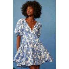 Xirena Nissa Tiered Cut-Out Mini Dress Santorini Blue Size XS