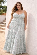 Y2K Strawberry Floral Maxi Dress Cottagecore Coquette Milkmaid Plus Size XXL