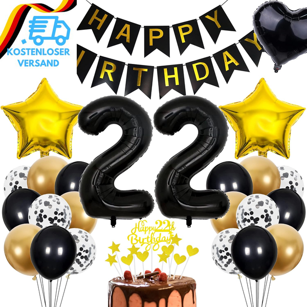 22. Geburtstag Deko Set - Tortendeko FüR MäDchen Und Junge - Rosegold Ballon Ges-image