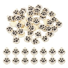 50Pcs 17.6 x 15 mm Alloy Enamel Dog Paw Print Charms for DIY, Black/Gold