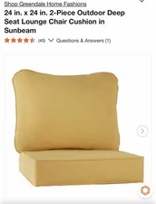 24 in. x 24 in. 2-Piece Outdoor Deep Seat Lounge Chair Cushion in Sunbeam