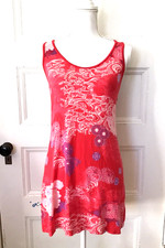 Josie Natori Target Slip Dress Sz M Red Purple Pajama Floral Racerback Nightgown