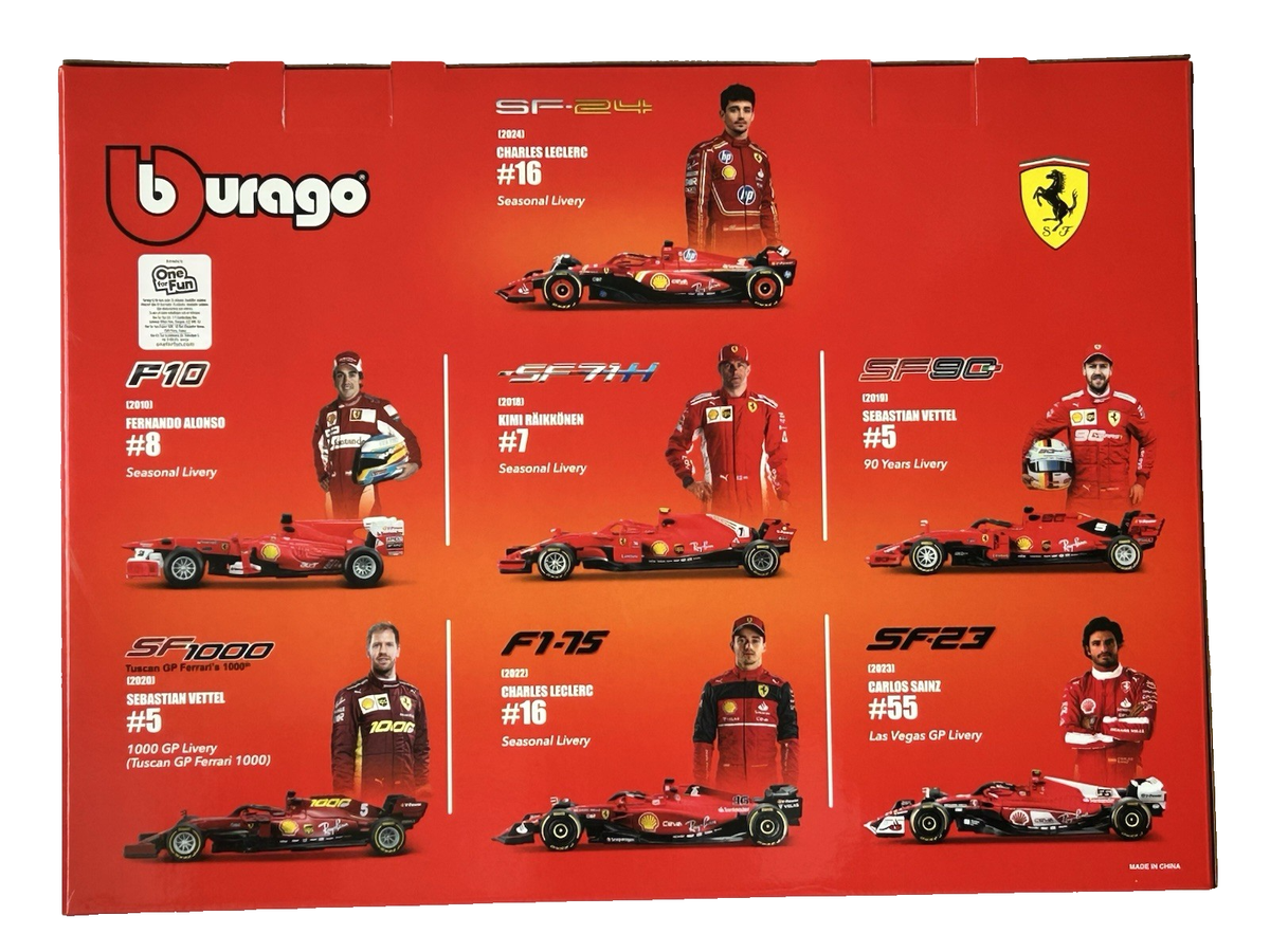 NEW! Bburago 1/43 Ferrari F1 7 Car & Display Deluxe Gift Set