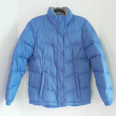 L L. Bean Blue Goose Down Jacket  Outer Zip Pockets Snap Over Zip Closure Size S
