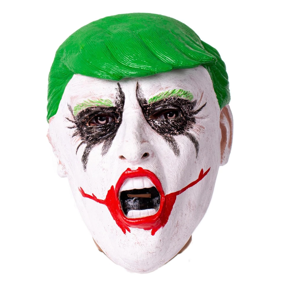 Máscara Disfraz Trump Joker Payaso Sobre la Cabeza Látex Adulto Foto 2 de 4
