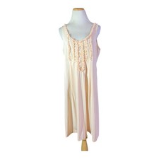 Vintage Sleeveless Nightdress Ruffled Embroidered Light Orange