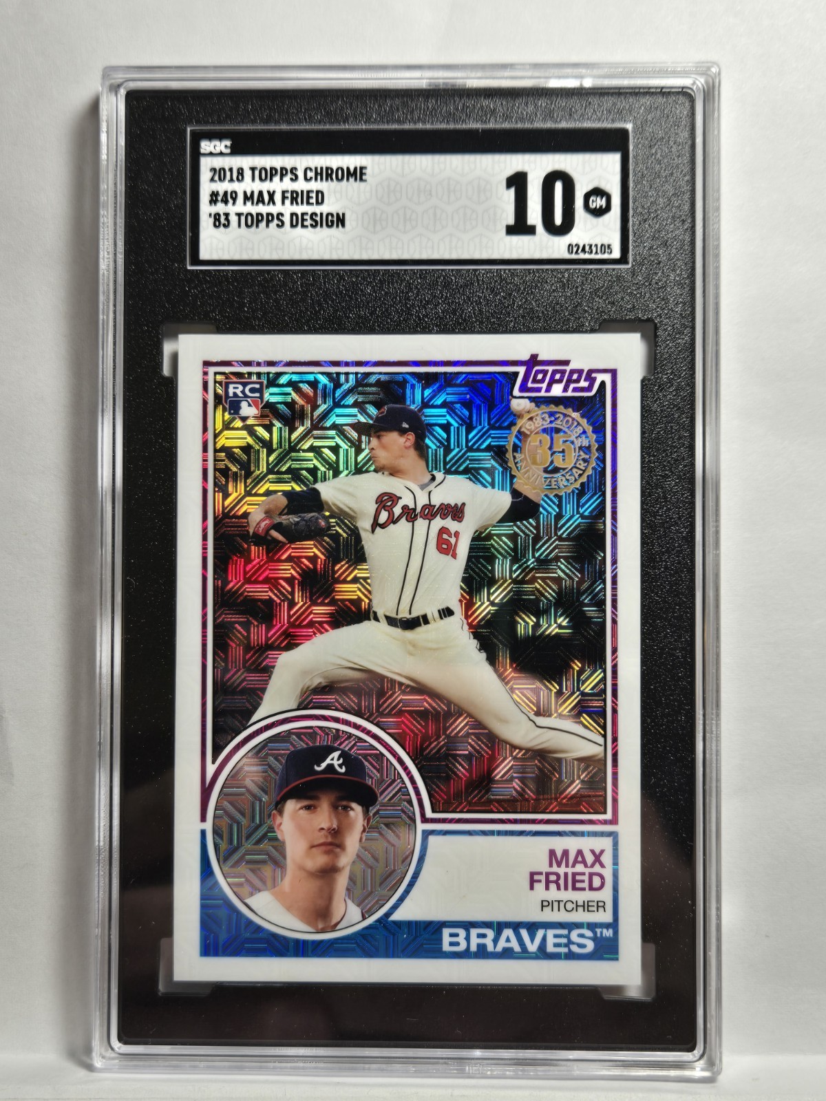 2018 Topps Chrome Silver Pack - Max Fried #49- 1983 Design - RC- SCG 10