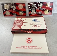 2002 S United States Mint Silver Proof Set -  Proof Set w/ Box & COA #5P10