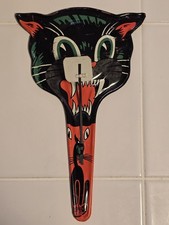 Vintage Halloween Black Cat Tin Litho Noise Maker Clapper US Metal Toy Co. USA