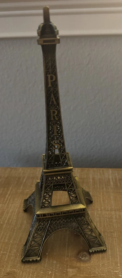 Estátua escultura decorativa para casa Torre Eiffel Paris França 10” cor bronze vintage - Imagem 2 de 4