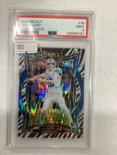 2024 Panini Select Jared Goff Zebra Shock Prizm #36 Concourse PSA 9