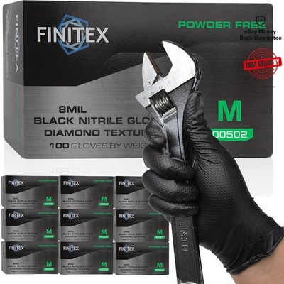 Diamond Textured Black Nitrile Gloves 8Mil - 1000PCS, Ultimate Grip & Protection