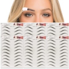 6D Eyebrow Tattoo Stickers 6 Sheets Realistic Stick-On Eyebrow Stencil Shape ...