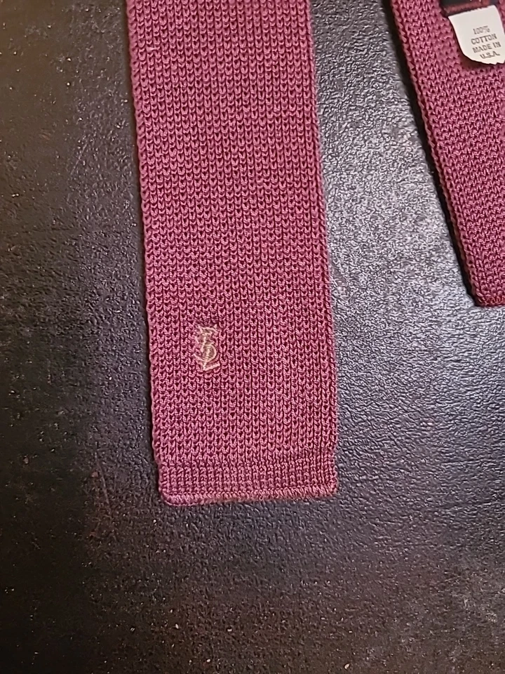 Corbata tejida de algodón vintage borgoña YSL Yves Saint Laurent Foto 3 de 4