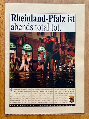 Rheinland-Pfalz ist abends total tot Image Original 1991 Vintage Advert Werbung