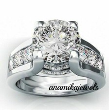 3.55CT Round Cut Diamond 14K White Gold Over Engagement Wedding Lab-Created Ring