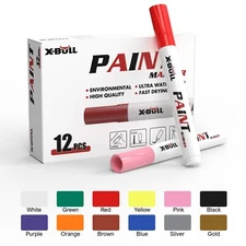 X-BULL Multicolor Paint Marker Pen 12PCS Waterproof Permanent for Car Tyre Tire