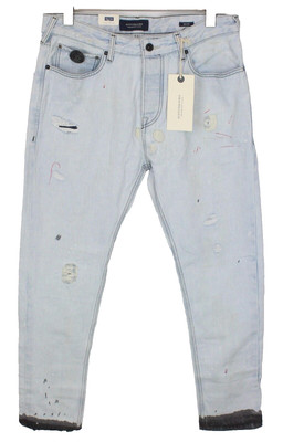 Scotch & Soda Dean Herren Jeans W32/L32 Blau Dehnbar Distressed Loose Taper