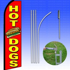 Feather Flag Swooper Advertising Flag Banner Sign 15' Tall Kit - HOT DOGS