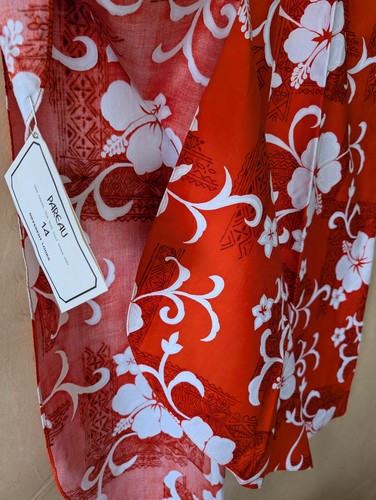 Vintage Hawaiian Sarong Wrap Dress Orange White One SIze Hilo Hatties New w Tag - Picture 5 of 11