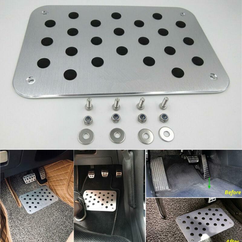 Universal Car Aluminum Floor Carpet Mats Scuff Guard Pedal Foot Rest Pad 4mm 1x