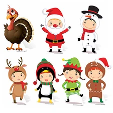 Christmas Themed Mini Cartoon Collection - 7 Cutouts