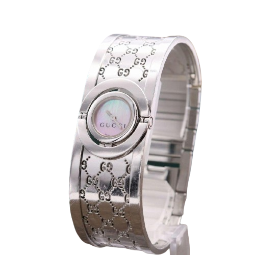Gucci silver stainless steel 23 mm 112 banglewatch GUCCI 112 Twirl 23MM Diamond SS Bracelet Women main image 3
