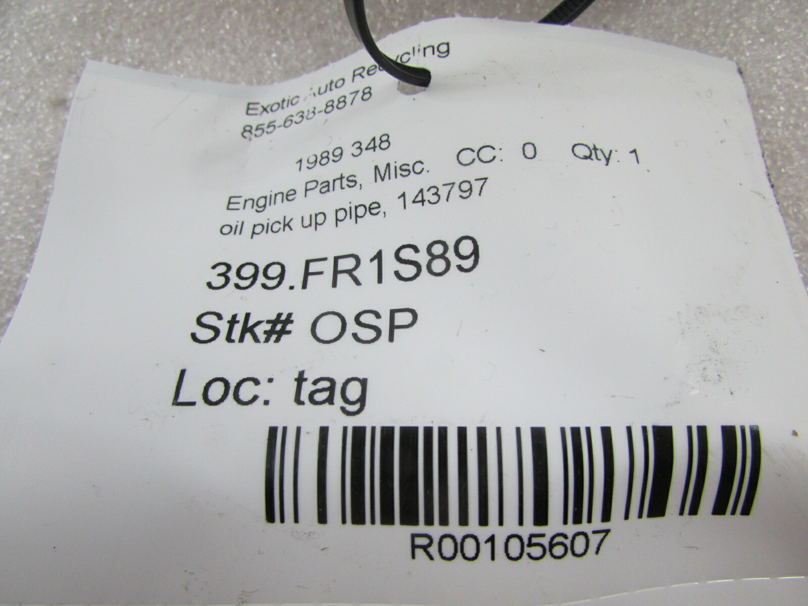 Ferrari 360, Oil Suction Pipe, P/N 176222