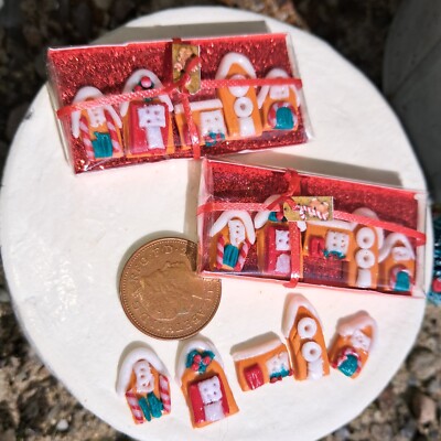 Dolls house 5 x Christmas Miniature gingerbread house cookie gift box  1/12
