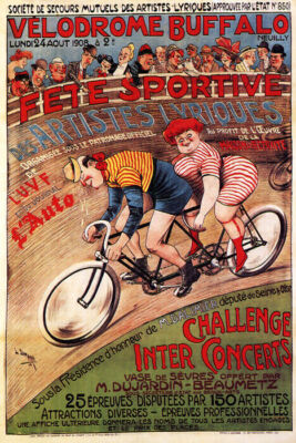 BICYCLE DUO BIKE VELODROME BUFFALO CHALLENGE FRENCH ARTISTS VINTAGE POSTER REPRO