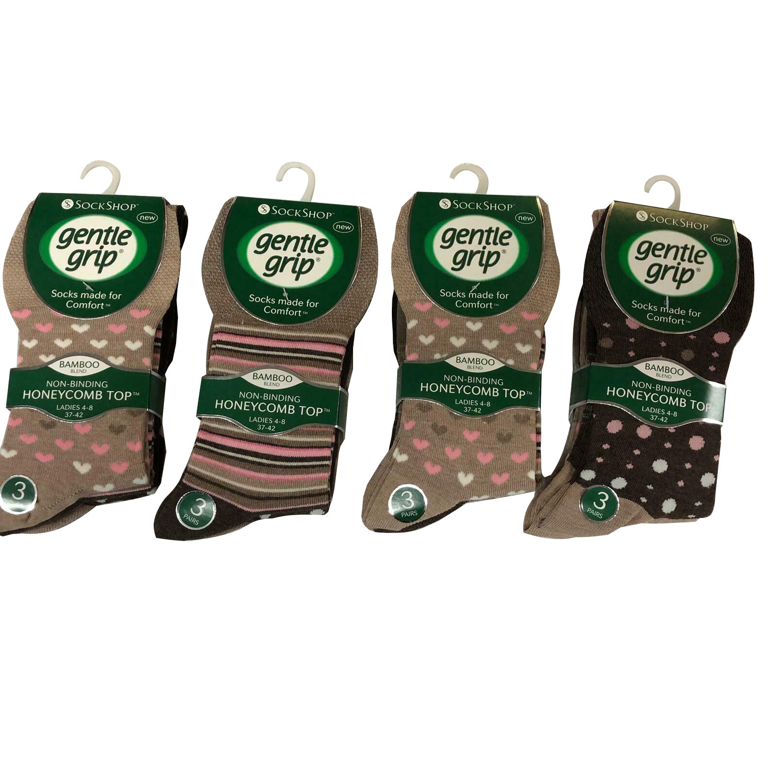 3 Pair Of Ladies Gentle Grip Bamboo Blend Non Elastic Cotton Rich Socks