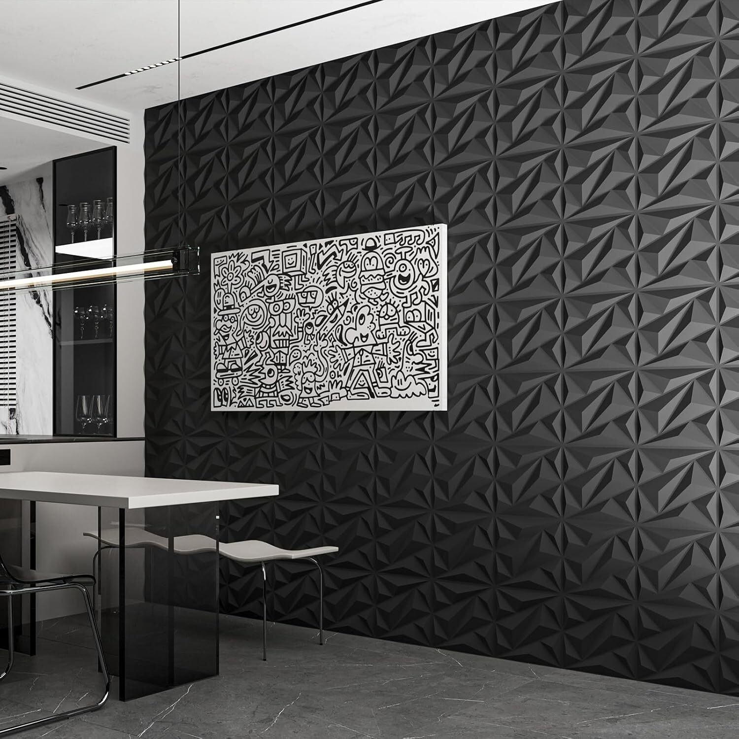 33 Pack 3D Wall Panel Diamond for Interior Wall Décor, PVC | eBay