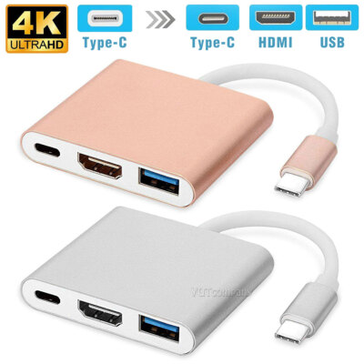 USB-C Type C Phone to 4K HDMI TV Cable Adapter 3in1 Hub For iPhone 16 15 Samsung