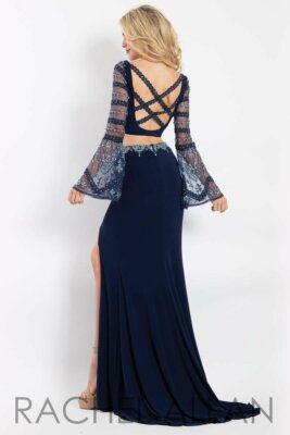 RACHEL ALLAN 2 pc NAVY Bell Sleeve PROM DRESS PAGEANT FORMAL GOWN sz 8 6122  $598 | eBay