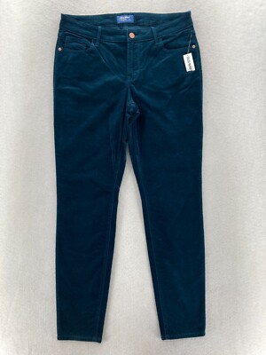 Old Navy Rockstar Velvet 5-Pocket Skinny Ankle Pants Women's 10 Blue Green City