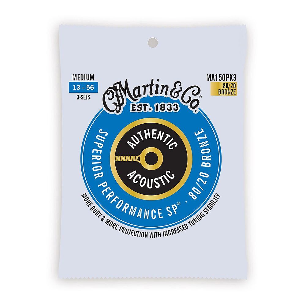 Martin Authentic Acoustic SP 80/20 Bronze Guitar Strings 3 Pack (.013 - .056)