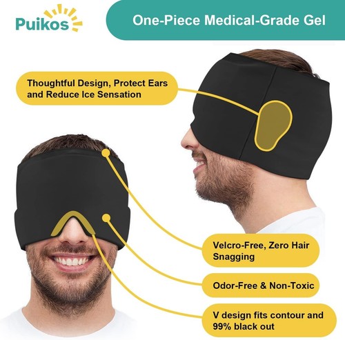 Migraine Relief Hat Headache, Hot Cold Therapy Gel Ice Cap For Relieve Pain - Picture 6 of 12