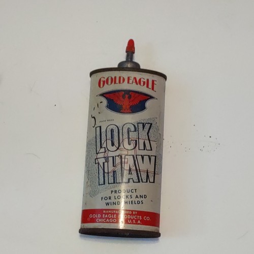 VINTAGE GOLDEN EAGLE LOCK THAW OIL 4 OZ OILER TIN FULL  584-W - Picture 8 of 8