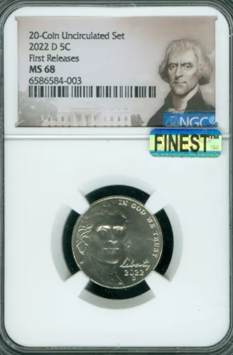 2022 D JEFFERSON NICKEL NGC MS68 PQ MAC FINEST GRADE & MAC SPOTLESS *