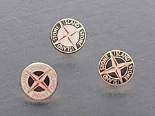 Set of 3 Football Casuals Stone Island pin badge hooligan Black Red & White 13mm