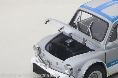 FIAT ABARTH 1000 TCR MATTE GRAY BLUE STRIPES 1:18 by AUTOART