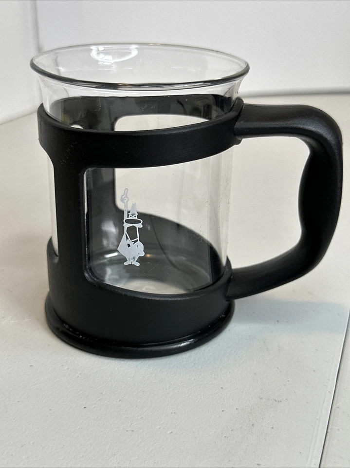 "Bialetti vaso de vidrio café espresso taza pequeña retro negra a presión 3,5""" Foto 2 de 4