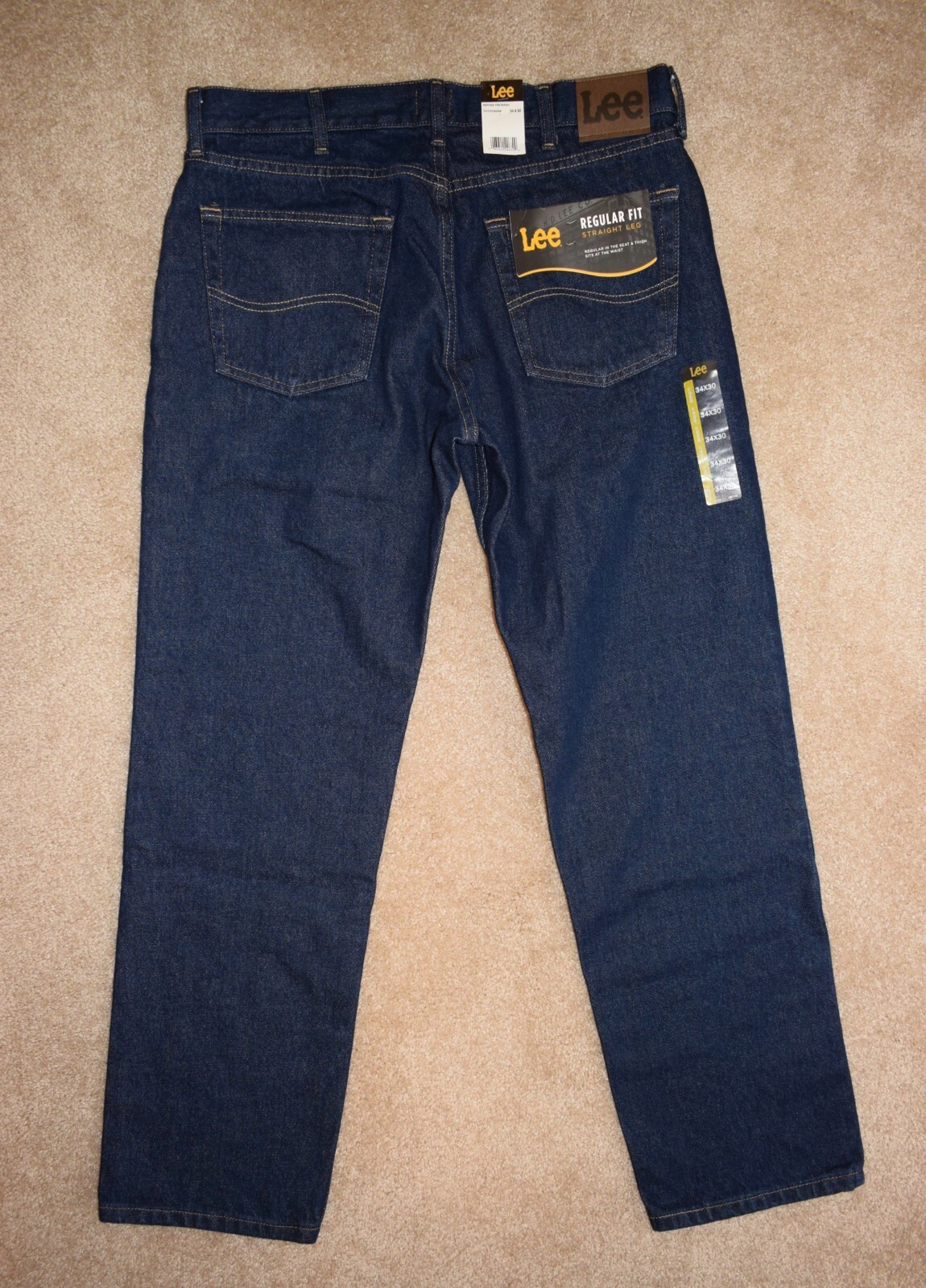 New Mens Lee Jeans 34 X 30 Regular Fit Straight Leg Cotton Denim