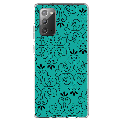 Clear Case for Galaxy Note Coral Blue Black Floral Pattern
